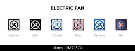 Electric Fan icon in different style. Electric Fan vector icons designed in outline, solid, colored, filled, gradient, and flat style. Symbol, logo il Stock Vector