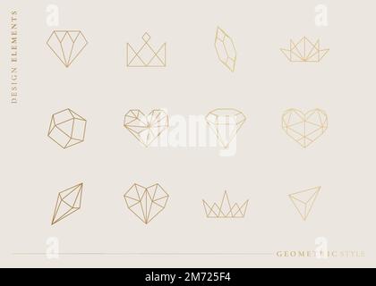 Linear geometric design element collection vectors Stock Vector