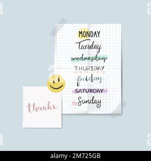 Weekdays typography collection vector Stock Vector