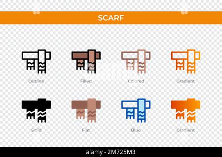 scarf icon in different style. scarf vector icons designed in outline, solid, colored, filled, gradient, and flat style. Symbol, logo illustration. Ve Stock Vector