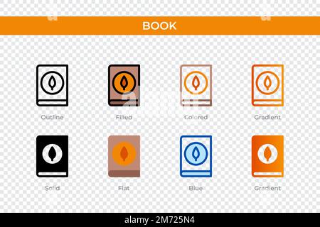 book icon in different style. book vector icons designed in outline, solid, colored, filled, gradient, and flat style. Symbol, logo illustration. Vect Stock Vector