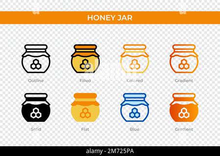 honey jar icon in different style. honey jar vector icons designed in outline, solid, colored, filled, gradient, and flat style. Symbol, logo illustra Stock Vector