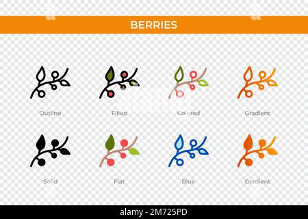 berries icon in different style. berries vector icons designed in outline, solid, colored, filled, gradient, and flat style. Symbol, logo illustration Stock Vector