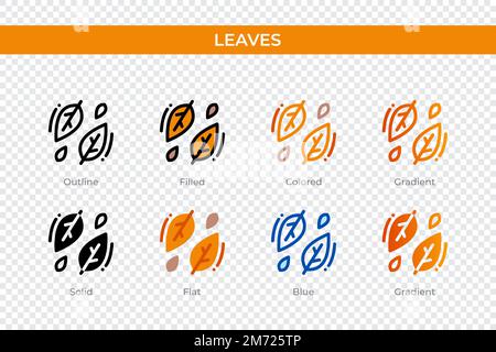 leaves icon in different style. leaves vector icons designed in outline, solid, colored, filled, gradient, and flat style. Symbol, logo illustration. Stock Vector