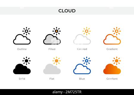 cloud icon in different style. cloud vector icons designed in outline, solid, colored, filled, gradient, and flat style. Symbol, logo illustration. Ve Stock Vector