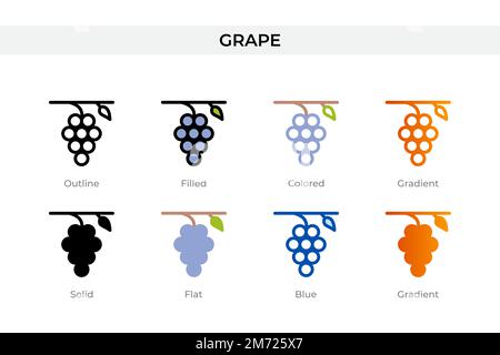 grape icon in different style. grape vector icons designed in outline, solid, colored, filled, gradient, and flat style. Symbol, logo illustration. Ve Stock Vector