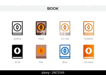 book icon in different style. book vector icons designed in outline, solid, colored, filled, gradient, and flat style. Symbol, logo illustration. Vect Stock Vector