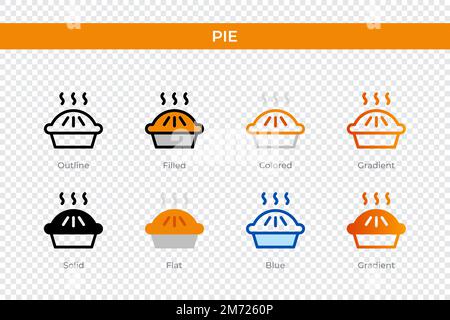 pie icon in different style. pie vector icons designed in outline, solid, colored, filled, gradient, and flat style. Symbol, logo illustration. Vector Stock Vector