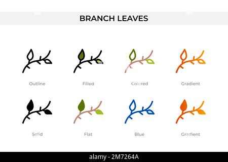 branch leaves icon in different style. branch leaves vector icons designed in outline, solid, colored, filled, gradient, and flat style. Symbol, logo Stock Vector