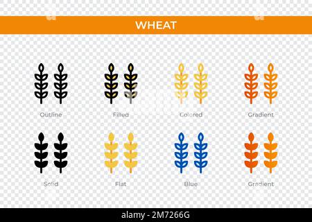 wheat icon in different style. wheat vector icons designed in outline, solid, colored, filled, gradient, and flat style. Symbol, logo illustration. Ve Stock Vector