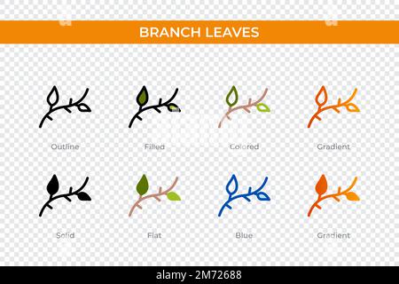 branch leaves icon in different style. branch leaves vector icons designed in outline, solid, colored, filled, gradient, and flat style. Symbol, logo Stock Vector