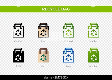 Recycle bag icon in different style. Recycle bag vector icons designed in outline, solid, colored, filled, gradient, and flat style. Symbol, logo illu Stock Vector