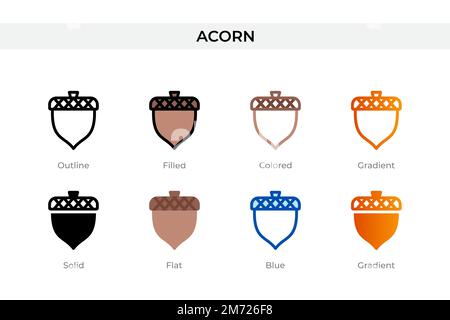 acorn icon in different style. acorn vector icons designed in outline, solid, colored, filled, gradient, and flat style. Symbol, logo illustration. Ve Stock Vector