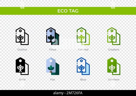 Eco tag icon in different style. Eco tag vector icons designed in outline, solid, colored, filled, gradient, and flat style. Symbol, logo illustration Stock Vector