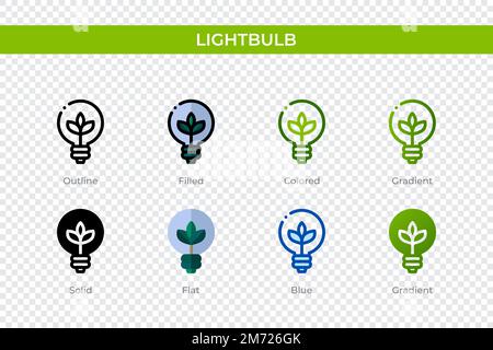 Lightbulb icon in different style. Lightbulb vector icons designed in outline, solid, colored, filled, gradient, and flat style. Symbol, logo illustra Stock Vector