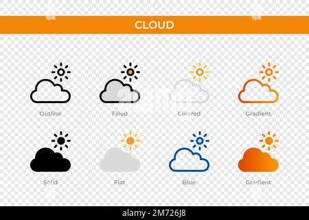 cloud icon in different style. cloud vector icons designed in outline, solid, colored, filled, gradient, and flat style. Symbol, logo illustration. Ve Stock Vector