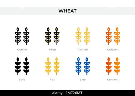 wheat icon in different style. wheat vector icons designed in outline, solid, colored, filled, gradient, and flat style. Symbol, logo illustration. Ve Stock Vector