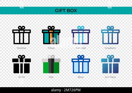 Gift Box icon in different style. Gift Box vector icons designed in outline, solid, colored, filled, gradient, and flat style. Symbol, logo illustrati Stock Vector