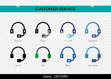 Customer Service icon in different style. Customer Service vector icons designed in outline, solid, colored, filled, gradient, and flat style. Symbol, Stock Vector