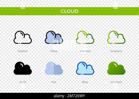 Cloud icon in different style. Cloud vector icons designed in outline, solid, colored, filled, gradient, and flat style. Symbol, logo illustration. Ve Stock Vector