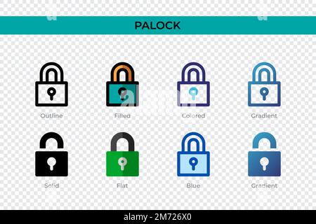 Palock icon in different style. Palock vector icons designed in outline, solid, colored, filled, gradient, and flat style. Symbol, logo illustration. Stock Vector