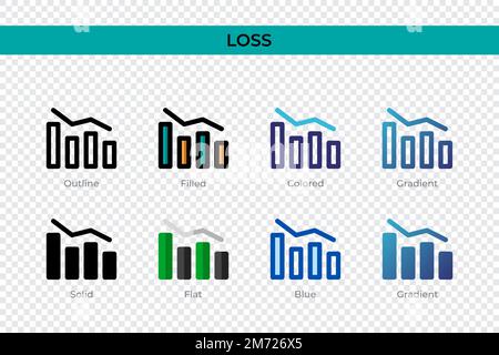 Loss icon in different style. Loss vector icons designed in outline, solid, colored, filled, gradient, and flat style. Symbol, logo illustration. Vect Stock Vector