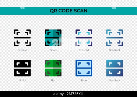 Qr Code Scan icon in different style. Qr Code Scan vector icons designed in outline, solid, colored, filled, gradient, and flat style. Symbol, logo il Stock Vector