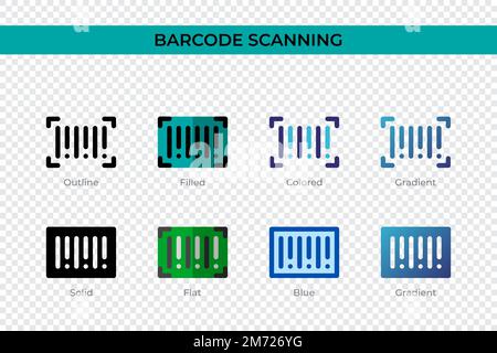 Barcode Scanning icon in different style. Barcode Scanning vector icons designed in outline, solid, colored, filled, gradient, and flat style. Symbol, Stock Vector