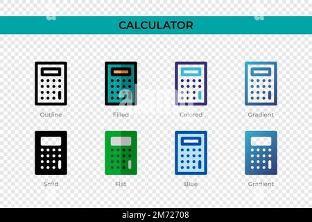 Calculator icon in different style. Calculator vector icons designed in outline, solid, colored, filled, gradient, and flat style. Symbol, logo illust Stock Vector