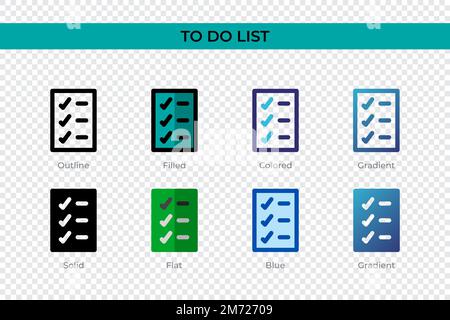 To Do List icon in different style. To Do List vector icons designed in outline, solid, colored, filled, gradient, and flat style. Symbol, logo illust Stock Vector