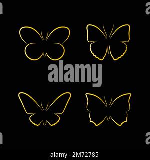 Vector of golden butterfly on black background. Insects, Animals. Easy editable layered vector illustration. Stock Vector