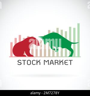 Vector of bull and bear symbols of stock market trends. The growing and falling market. Wild Animals. Stock Vector