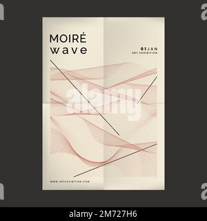 Beige moiré wave art exhibition poster vector Stock Vector