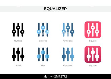 equalizer icon in different style. equalizer vector icons designed in outline, solid, colored, gradient, and flat style. Symbol, logo illustration. Ve Stock Vector