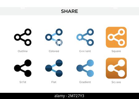 share icon in different style. share vector icons designed in outline, solid, colored, gradient, and flat style. Symbol, logo illustration. Vector ill Stock Vector