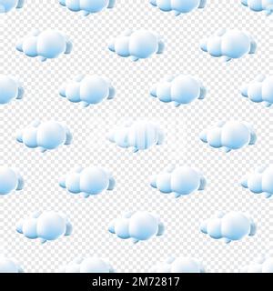 Seamless pattern with clouds. Cute Clouds Pattern. Cartoon clouds background blue sky seamless pattern. Vector illustration Stock Vector