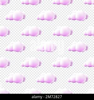 Seamless pattern with clouds. Cute Clouds Pattern. Cartoon clouds background pink sky seamless pattern. Vector illustration Stock Vector