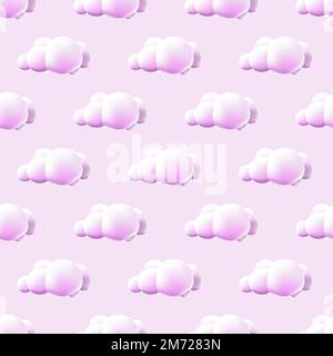 Seamless pattern with clouds. Cute Clouds Pattern. Cartoon clouds background pink sky seamless pattern. Vector illustration Stock Vector