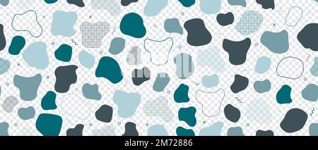 Abstract blob seamless pattern. Abstract blotch shape. Liquid shape elements. Fluid dynamical colored forms banner. Liquid shape elements. Vector illu Stock Vector