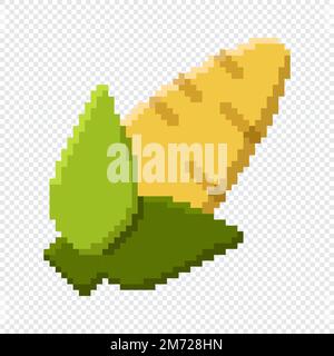 Pixel art icon. Pixel art corn icon. Cute pixel corn. Vegetables vector. 8 bit pixel corn. Old school computer graphic style. Vector illustration Stock Vector