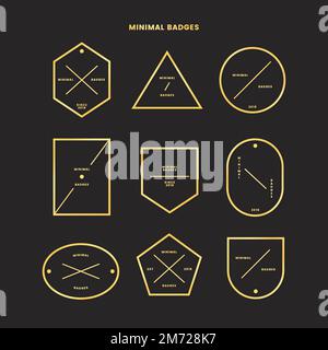 Simple golden logos and labels vector set Stock Vector