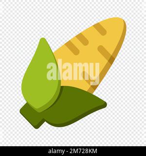 Corn icon. Colorful cartoon corn icon. Corn vector isolated. Yellow corn with green leaves. Vegetable in the flat style. Corn logo. Vector illustratio Stock Vector