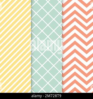 Pastel mixed seamless pattern vector set Stock Vector