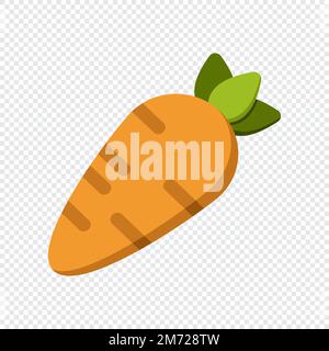 Carrot icon. Colorful cartoon carrot icon. Carrot vector isolated. Orange carrot with green tops. Vegetable in the flat style. Carrot logo. Vector ill Stock Vector