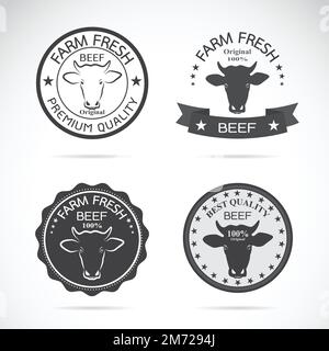 Set of vector cow labels on white background. Farm Animal. Easy editable layered vector illustration. Stock Vector