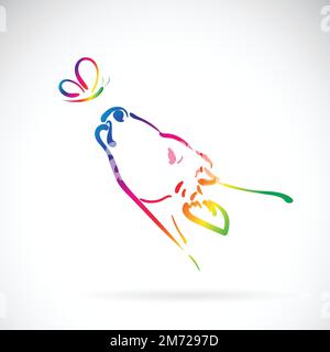 Vector of cow and butterfly on white background. Animal. Easy editable layered vector illustration. Stock Vector