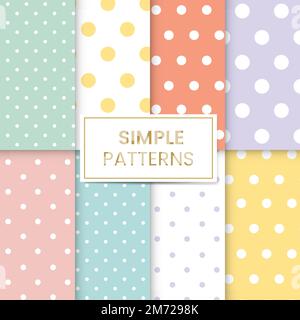 Pastel polka dot seamless pattern vector set Stock Vector