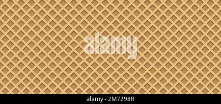 Seamless realistic wafer pattern. Wafer background. Ice cream cone vector texture. Sweet dessert wafer background. Appetizing repeat wafer texture. Ve Stock Vector