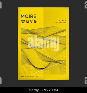 Black moiré wave art exhibition poster vector Stock Vector