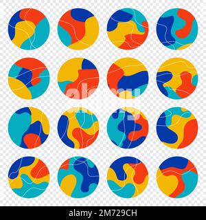 Set of various vector highlight covers. Abstract backgrounds. Various shapes. Doodle objects. Hand drawn templates. Round icons for social media stori Stock Vector